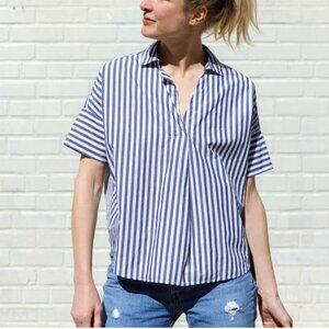 Madewell Navy and White Striped Casual Shirt, size Small